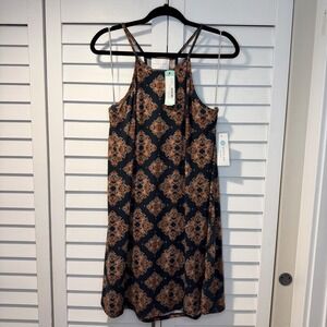 French Grey Melcy Brushed Knit Dress XL Dark Green Orange Medallion Stitch Fix